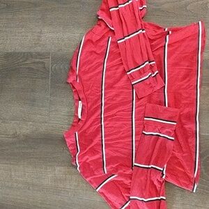 Reformation Chloe Red Striped Crop Long Sleeve Top